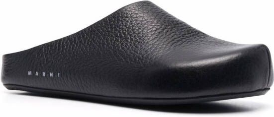 Marni textured-leather clog slippers Black