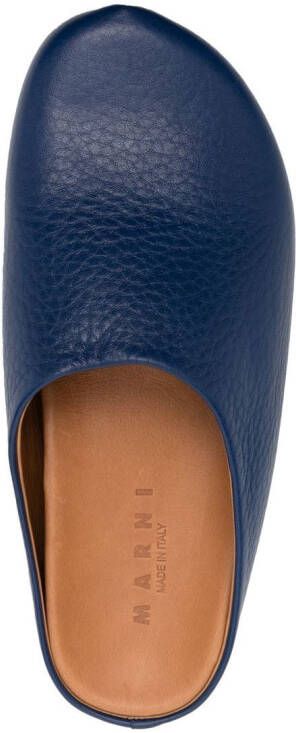 Marni textured-leather slippers Blue