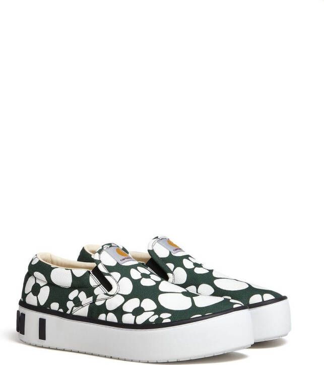Marni x Carhartt floral-print slip-on sneakers Green