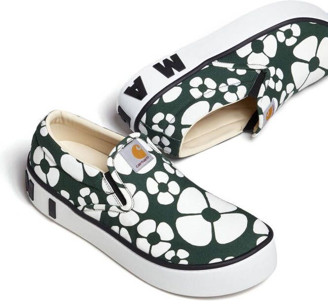 Marni x Carhartt floral-print slip-on sneakers Green