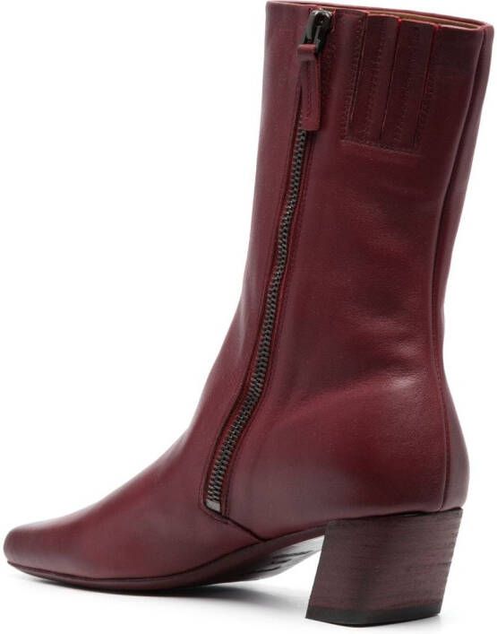 Marsèll 45mm square-toe leather boots Red