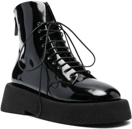 Marsèll 55mm patent lace-up boots Black