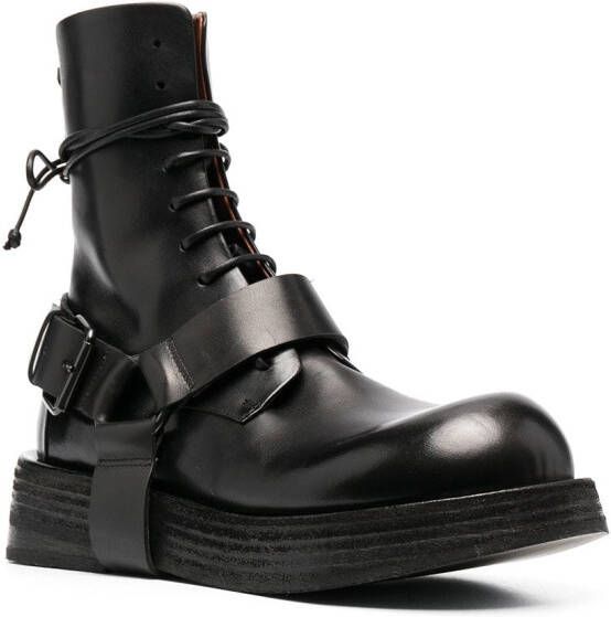 Marsèll harness leather lace-up boots Black