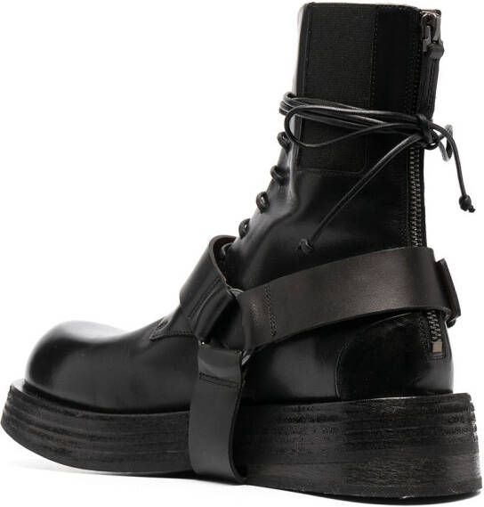 Marsèll harness leather lace-up boots Black
