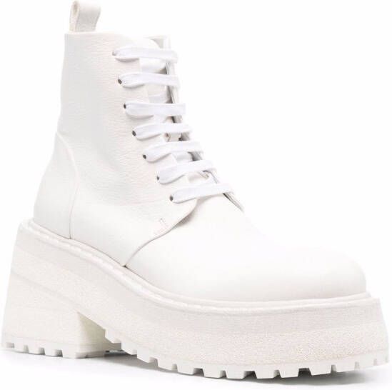 Marsèll lace-up platform-sole leather boots White