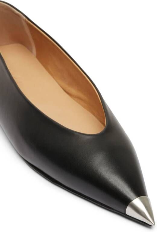 Marsèll pointed-toe leather ballerina shoes Black