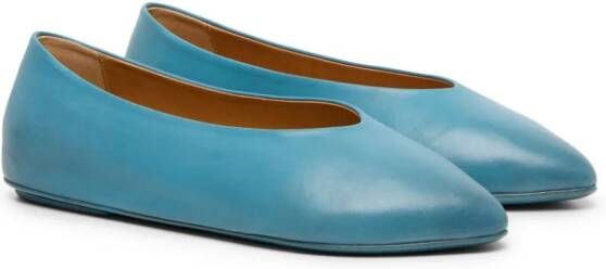 Marsèll pointed-toe leather ballerina shoes Blue