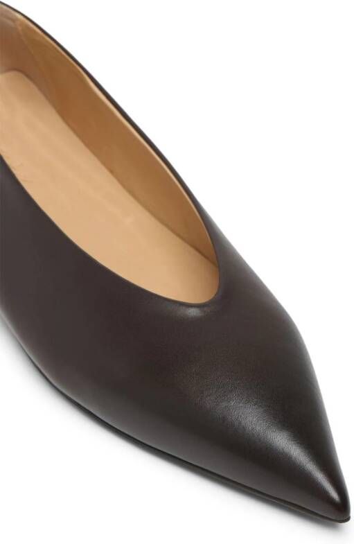 Marsèll pointed-toe leather ballerina shoes Brown