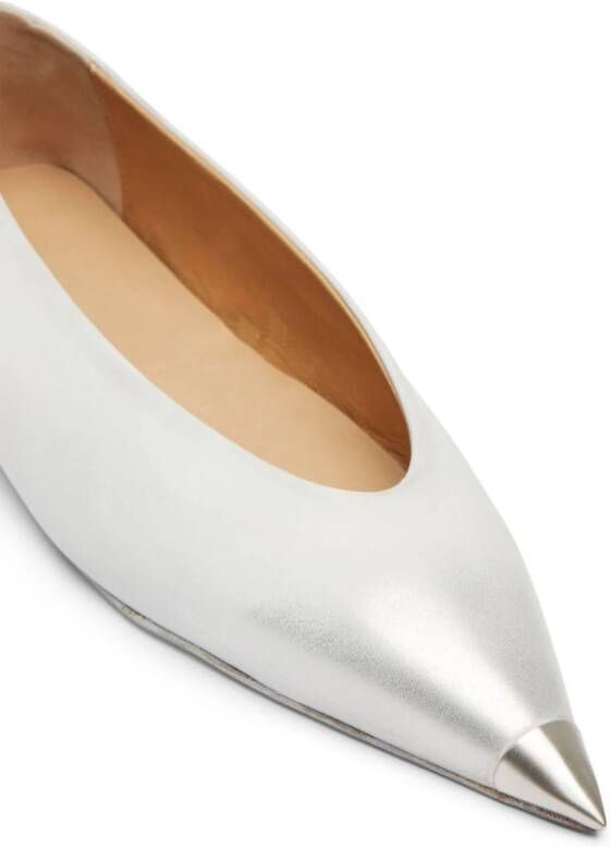 Marsèll pointed-toe leather ballerina shoes Silver