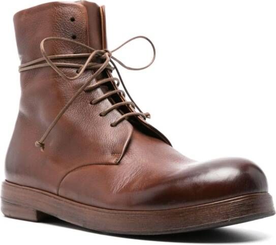 Marsèll round-toe lace-up leather boots Brown