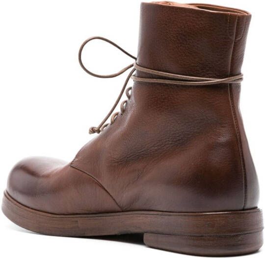 Marsèll round-toe lace-up leather boots Brown