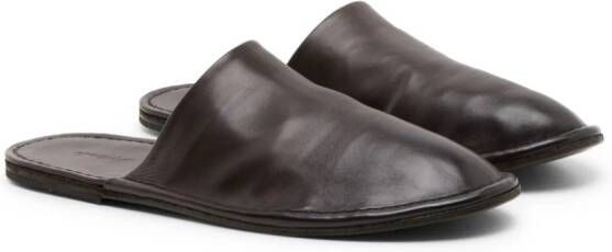 Marsèll round-toe leather slippers Brown