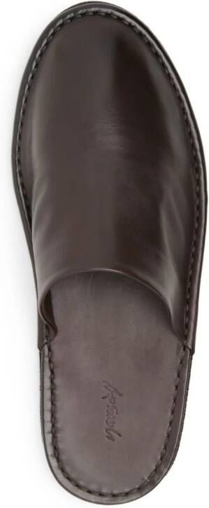 Marsèll round-toe leather slippers Brown
