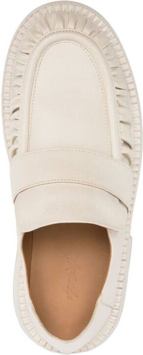 Marsèll round-toe ruched leather loafers Neutrals