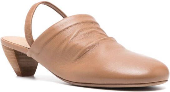 Marsèll slingback round-toe leather mules Brown