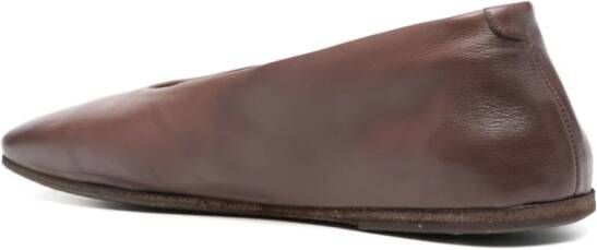 Marsèll square-toe leather ballerina shoes Brown