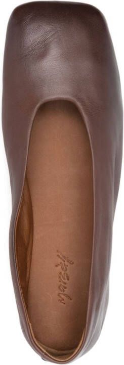 Marsèll square-toe leather ballerina shoes Brown