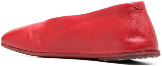 Marsèll square-toe leather ballerina shoes Red
