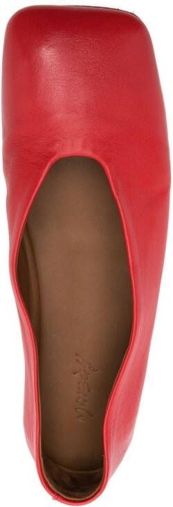 Marsèll square-toe leather ballerina shoes Red