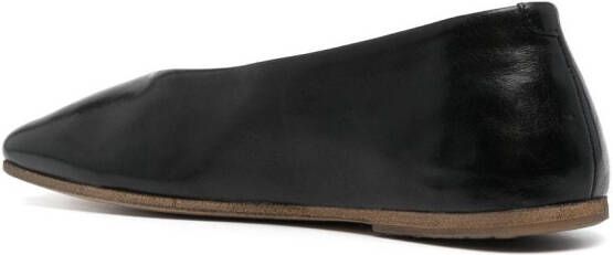 Marsèll square-toe leather ballerina shores Black