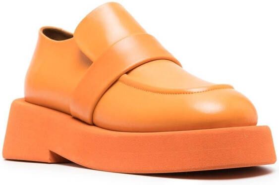 Marsèll square-toe leather loafers Orange