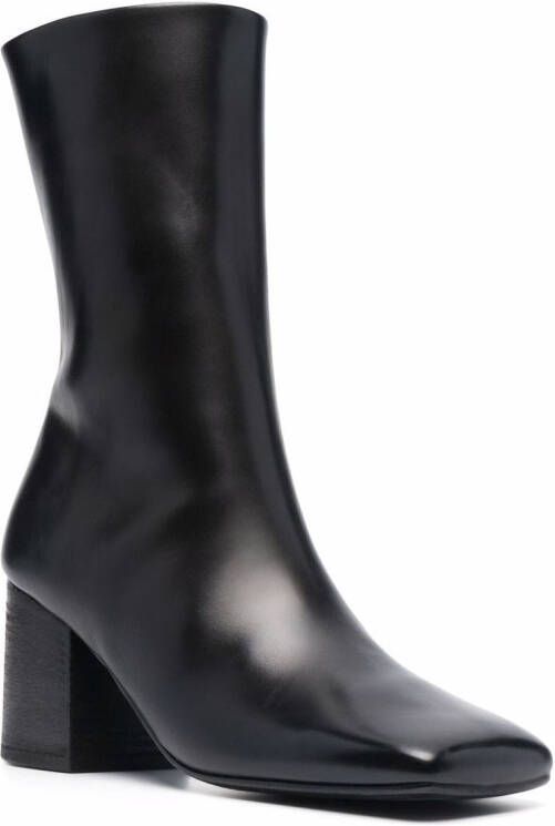 Marsèll square-toe mid-calf leather boots Black