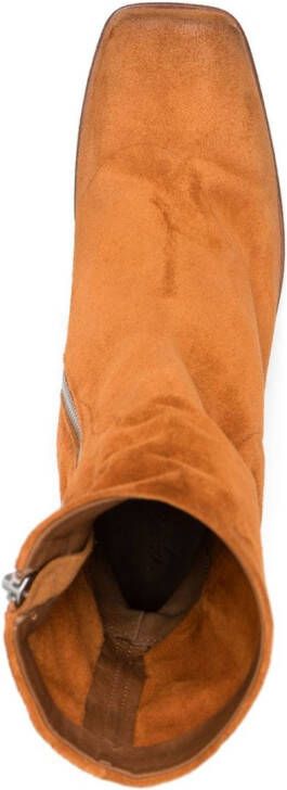 Marsèll square-toe suede calf-high boots Orange