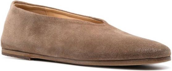 Marsèll almond-toe suede ballerina shoes Brown