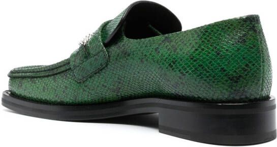Martine Rose crocodile-effect chain-detail loafers Green