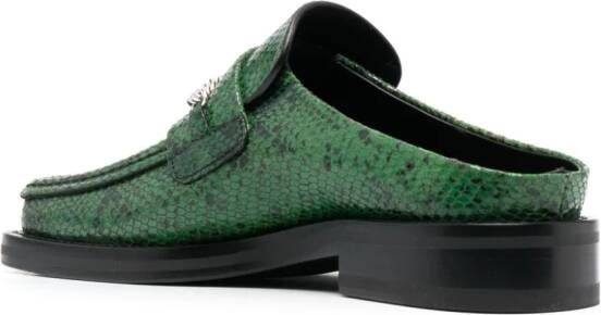 Martine Rose crocodile-effect square-toe mules Green