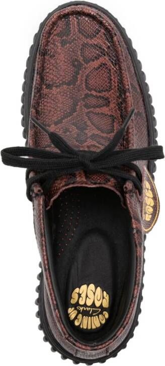 Martine Rose snake-print leather boots Brown