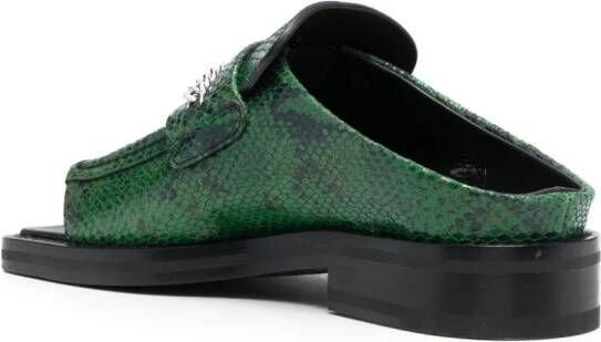 Martine Rose snakeskin-effect leather mules Green