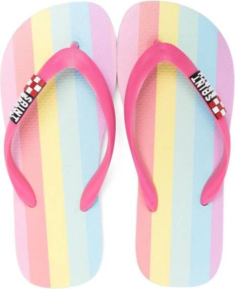 MC2 Saint Barth Kids logo-embossed striped flip flops Pink
