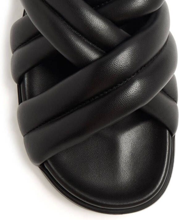 MCM crossover padded leather sandals Black