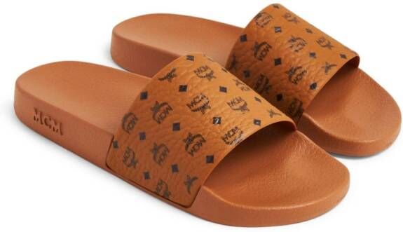 MCM logo-print moulded-footbed slides Brown