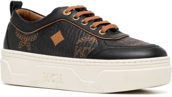 MCM Skyward Maxi Visetos-print platform sneakers Brown