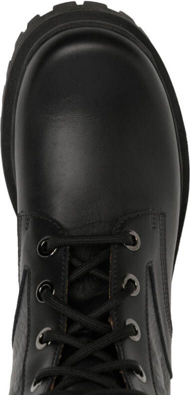 MCM Visetos leather lace-up boots Black