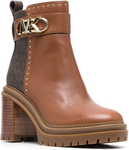 Michael Kors 110mm monogram ankle boots Brown