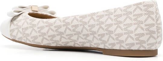 Michael Kors Andrea bow-detail logo-print ballerina shoes Neutrals