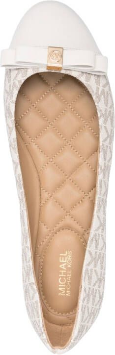 Michael Kors Andrea bow-detail logo-print ballerina shoes Neutrals