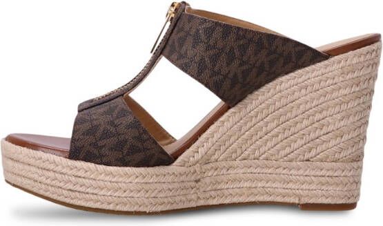 Michael Kors Bradley leather wedge mules Brown