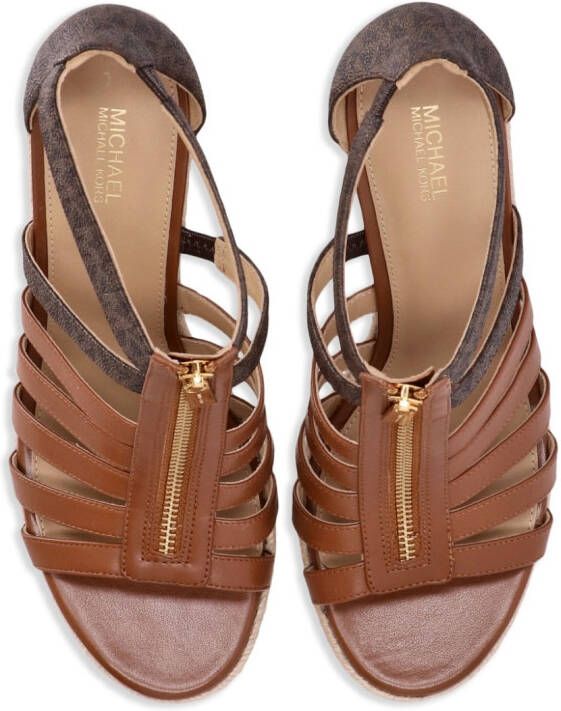 Michael Kors Bradley platform wedge jute-wrapped sandals Brown