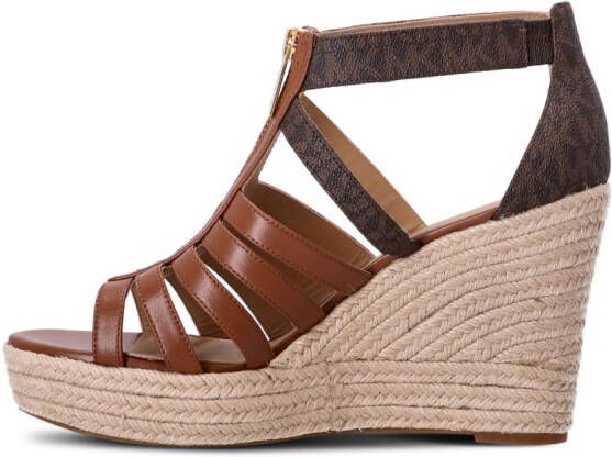 Michael Kors Bradley platform wedge jute-wrapped sandals Brown