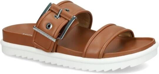 Michael Kors buckled leather sandals Brown