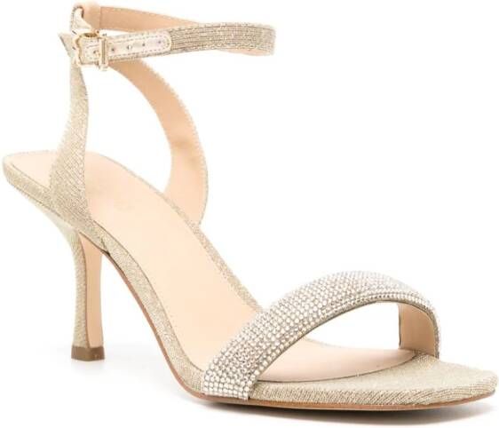 Michael Kors Carrie 75mm rhinestoned leather sandals Gold