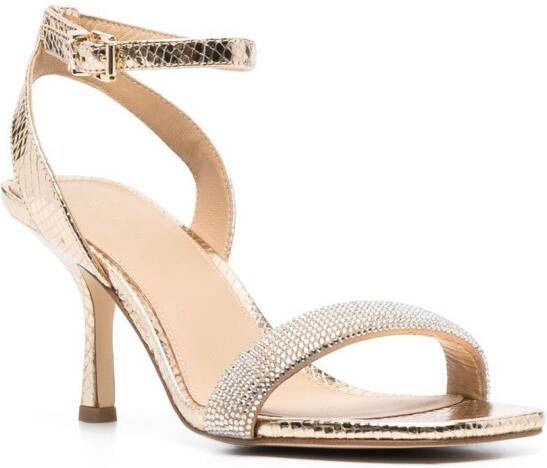 Michael Kors Carrie crystal-embellished embossed sandals Gold