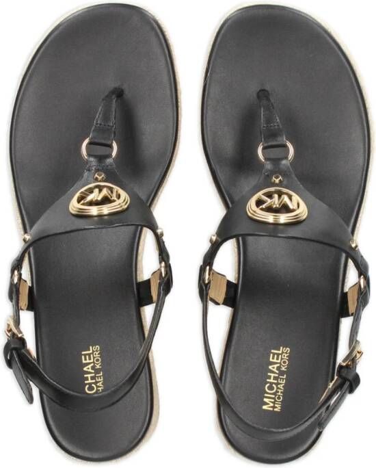 Michael Kors Casey logo-plaque thong-strap sandals Black