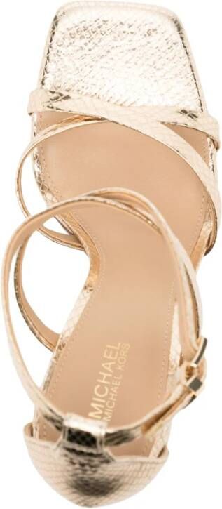 Michael Kors Celia 100mm metallic-leather sandals Gold