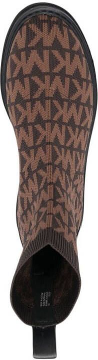 Michael Kors Comet logo-knit ankle boots Brown
