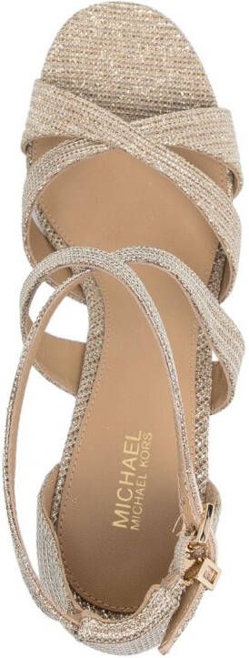 Michael Kors crossover-strap 70mm leather sandals Gold